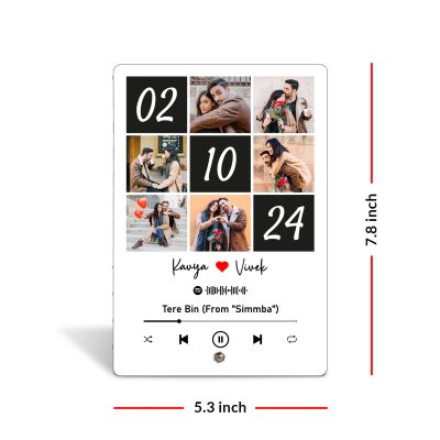 Personalized Photo and Song Spotify Acrylic Photo Frame for Couples Customized Picture Frame Gift For Birthday & Anniversary Collage Frame With Scannable Song Code Gift for Love, Friends & Family